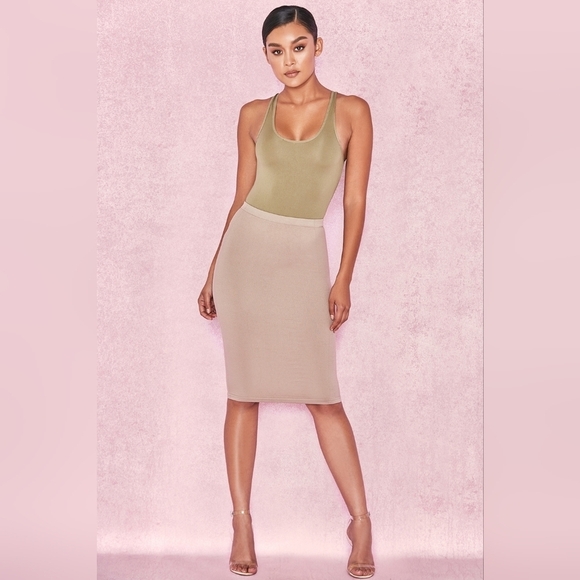 NWT House of CB Shahla Seamless Knit Pencil Skirt in Taupe Size XS/S - Picture 5 of 8